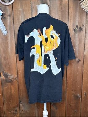 Revenge Clothing Flames R Black Tee Shirt Streetwear Size XL - USED